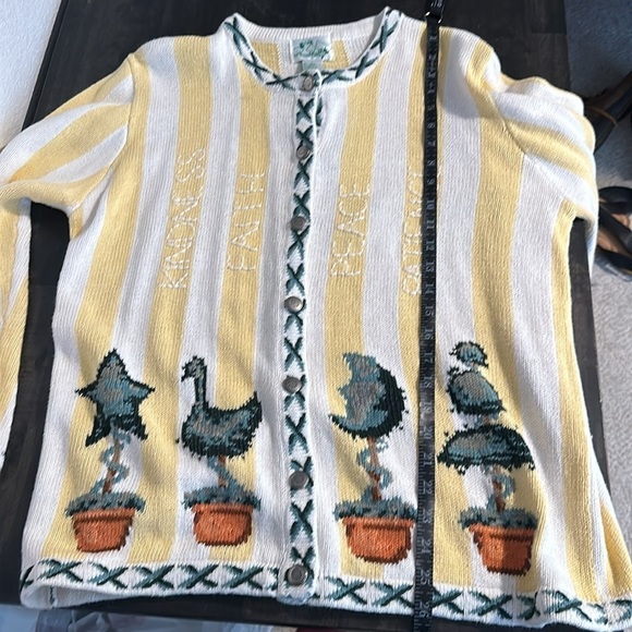 The Quacker Factory Stripe Virtues Plant Lover Sweater Size Large - Picture 7 of 7